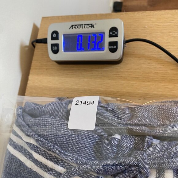 Old Navy Pants Womens Small Blue Striped Linen Blend Straight Leg Ankle Pull On - Picture 12 of 12